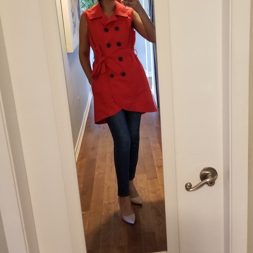 👗CABI RED SLEVELESS DRESSCOAT. - Picture 15 of 16